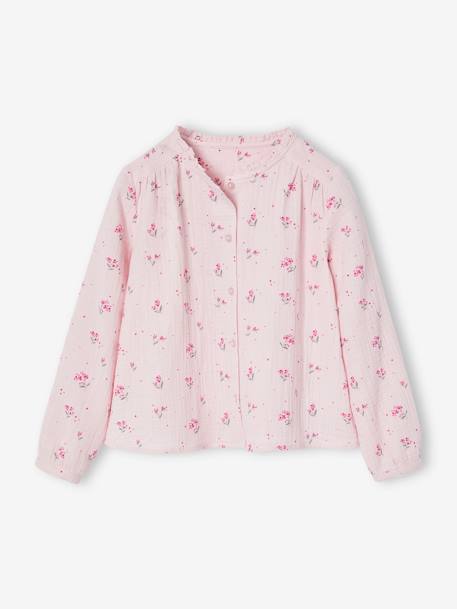 Chemise file gaze de coton imprimée personnalisable blanc imprimé+écru+rose pâle 14 - vertbaudet enfant 