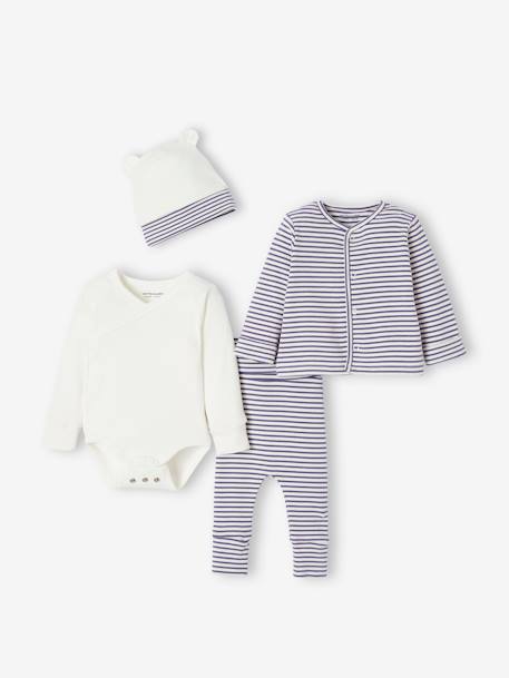 Ensemble bébé évolutif mixte body + legging + cardigan + bonnet bleu 2 - vertbaudet enfant 