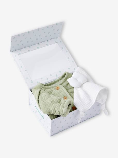 Veste matelassée bébé et doudou coffret cadeau naissance vert sauge 5 - vertbaudet enfant 