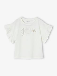 T-shirt cérémonie motif fleur en relief lettres pailletées fille  - vertbaudet enfant