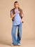 Tee-shirt grossesse col V lin bleu azur+bronze 2 - vertbaudet enfant 