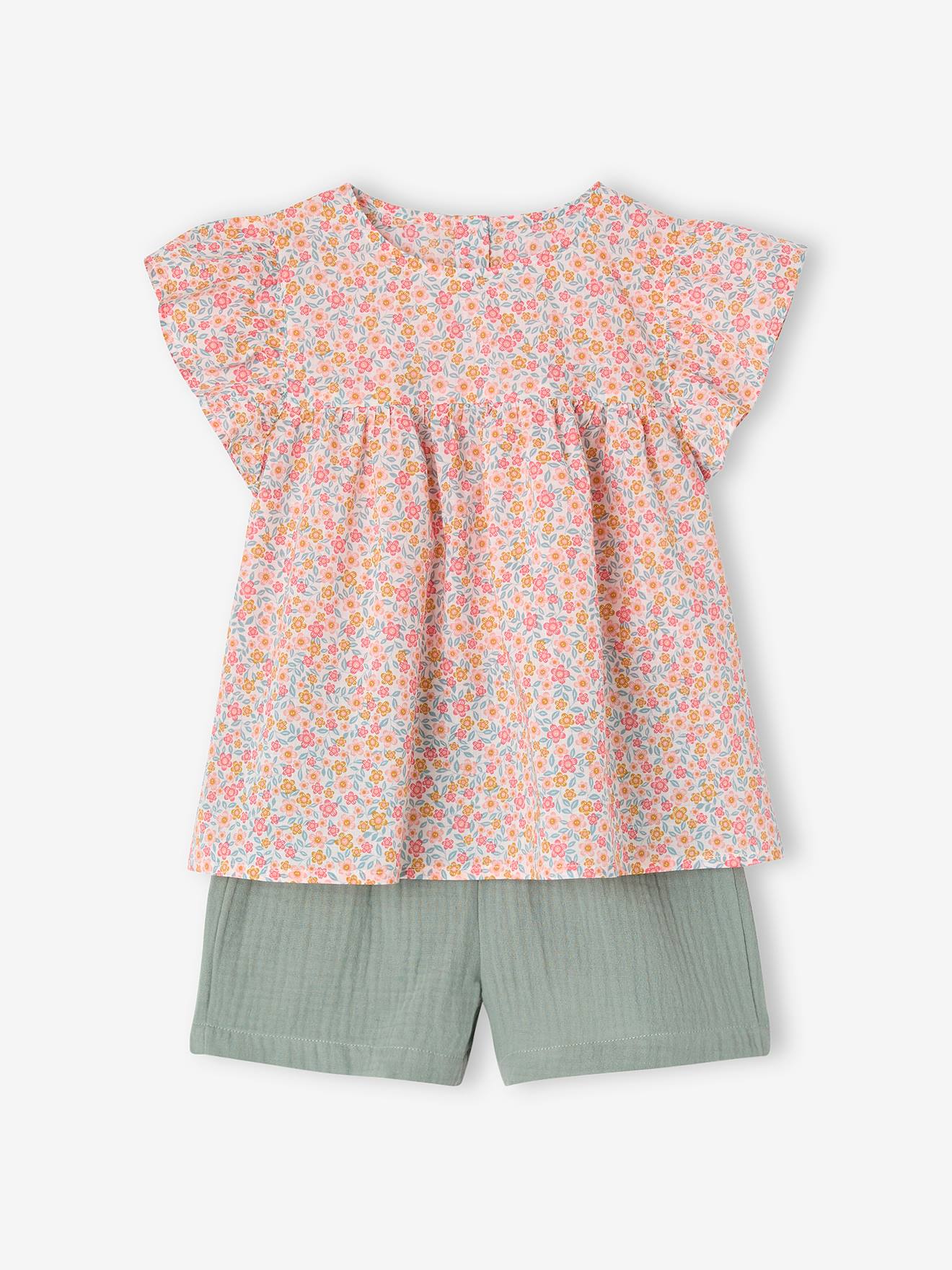 Ensemble Débardeur Et Short Greendog Pour Fille - Taille 6, Couleur Bleu/rose, Occasion Très Bon état