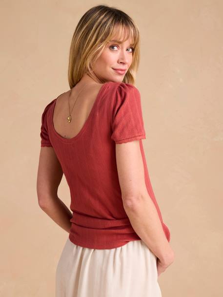 Tee-shirt de grossesse décolleté dos maille désaiguillée écru+kaki+terracotta 13 - vertbaudet enfant 
