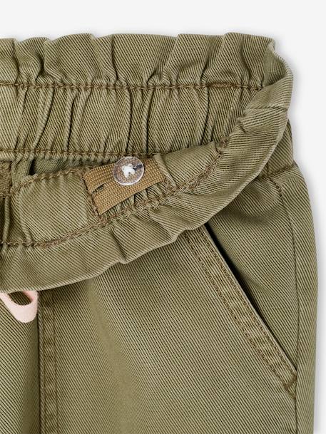 Pantalon fille style paperbag Lyocell fluide corail+kaki+rose 8 - vertbaudet enfant 