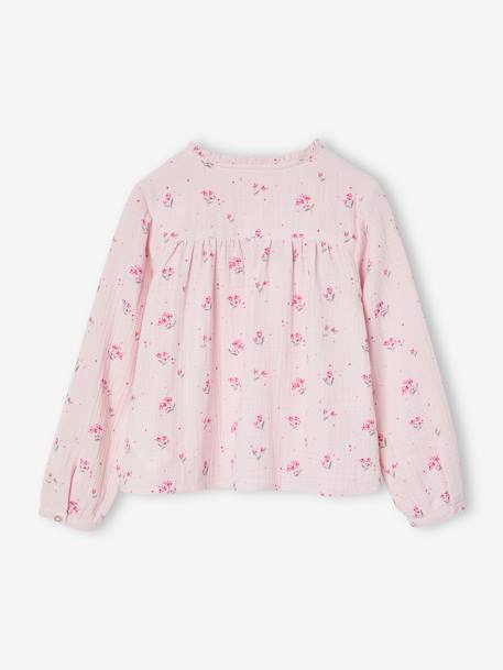 Chemise file gaze de coton imprimée personnalisable blanc imprimé+écru+rose pâle 15 - vertbaudet enfant 