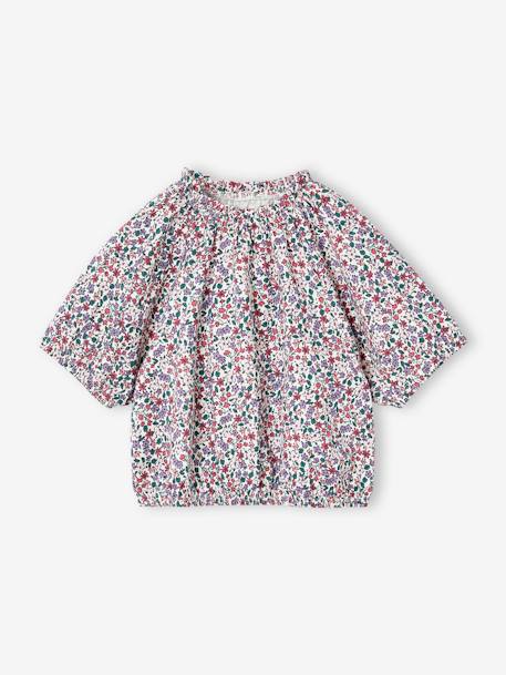 Tee-shirt blouse forme crop fille corail+écru+vert sauge 5 - vertbaudet enfant 