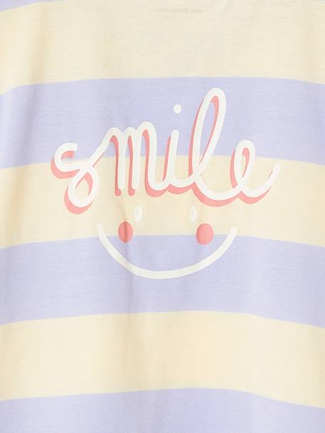 T-shirt fille cropped manches courtes beige+écru+rayé violet+rose poudré 14 - vertbaudet enfant 