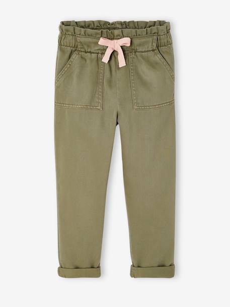 Pantalon fille style paperbag Lyocell fluide corail+kaki+rose 5 - vertbaudet enfant 