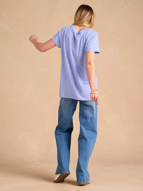 Tee-shirt grossesse col V lin bleu azur+bronze 4 - vertbaudet enfant 