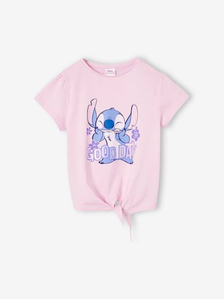 T-shirt noué 'Good day' Disney Stitch manches courtes lilas poudré 2 - vertbaudet enfant 