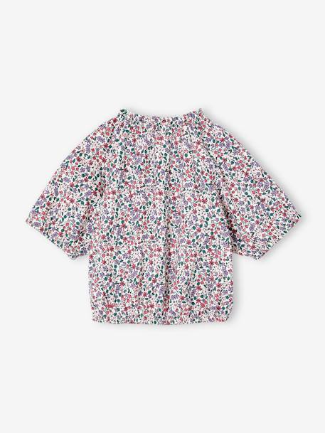 Tee-shirt blouse forme crop fille corail+écru+vert sauge 6 - vertbaudet enfant 