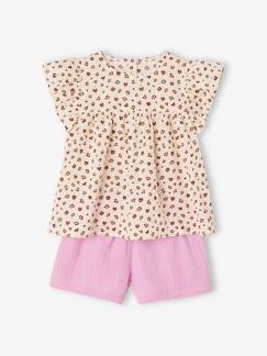 -Ensemble fille blouse short en gaze de coton