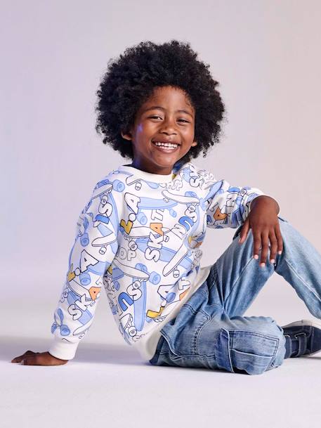 Sweat imprimé Skate blanc imprimé 1 - vertbaudet enfant 