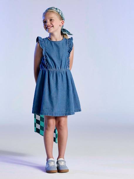 Robe fille denim manches à volants stone 1 - vertbaudet enfant 