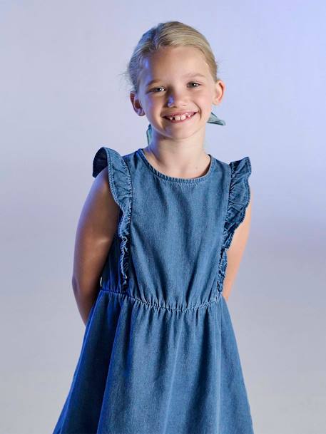 Robe fille denim manches à volants stone 5 - vertbaudet enfant 