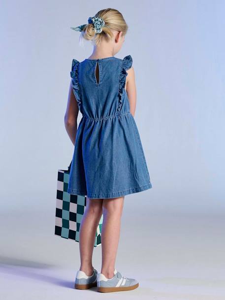 Robe fille denim manches à volants stone 7 - vertbaudet enfant 