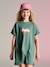 Robe fille en molleton léger motif gris chiné+rayé bleu+vert+vert sauge 18 - vertbaudet enfant 