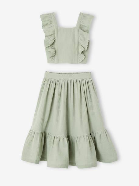 Ensemble fille cérémonie blouse jupe à volant blush+vert sauge 9 - vertbaudet enfant 