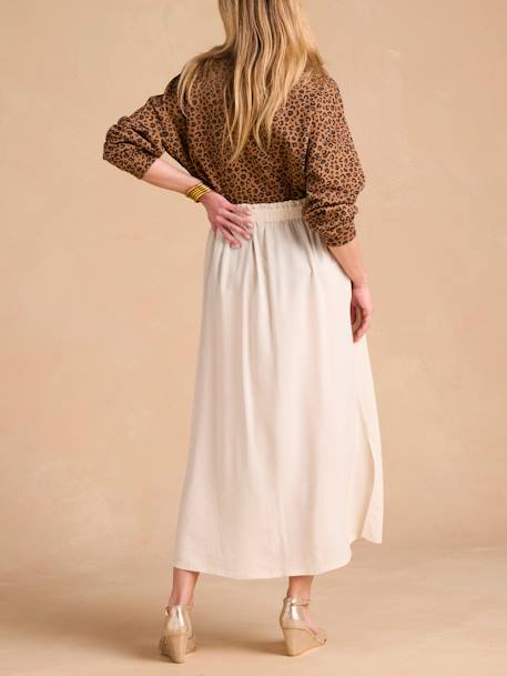Jupe longue grossesse en viscose et lin beige 3 - vertbaudet enfant 