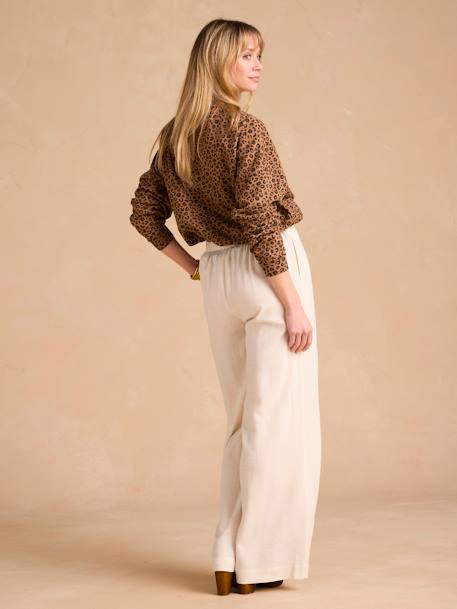 Pantalon de grossesse large matière légère avec lin beige 4 - vertbaudet enfant 