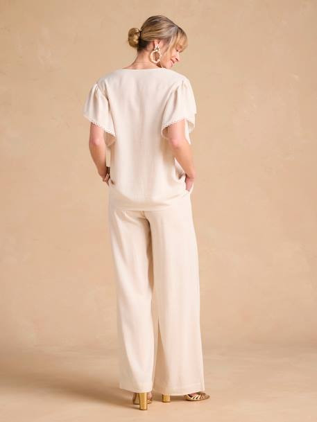 Blouse grossesse et allaitement avec lin beige+kaki 3 - vertbaudet enfant 