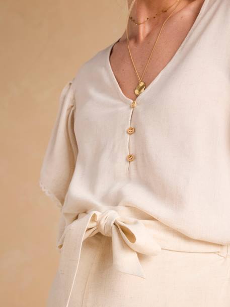 Blouse grossesse et allaitement avec lin beige+kaki 5 - vertbaudet enfant 