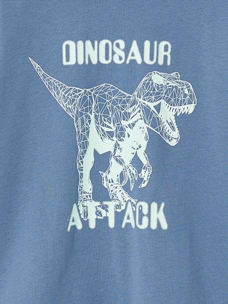 T-shirt motif dino garçon blanc chiné+bleu jean 6 - vertbaudet enfant 