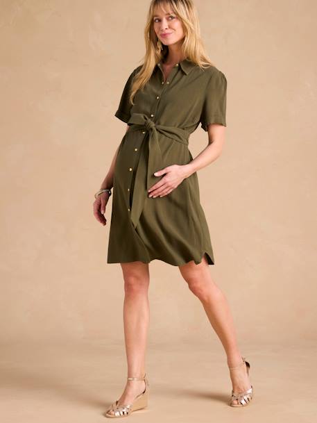 Robe chemise grossesse et allaitement kaki 1 - vertbaudet enfant 