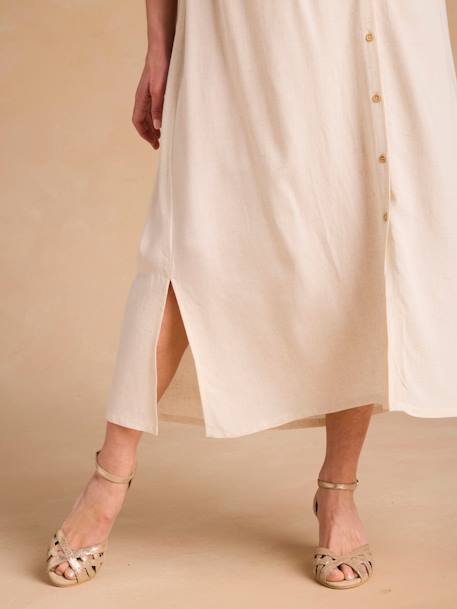 Jupe longue grossesse en viscose et lin beige 5 - vertbaudet enfant 