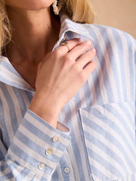 Chemise rayée en lin mélangé grossesse et allaitement écru 3 - vertbaudet enfant 