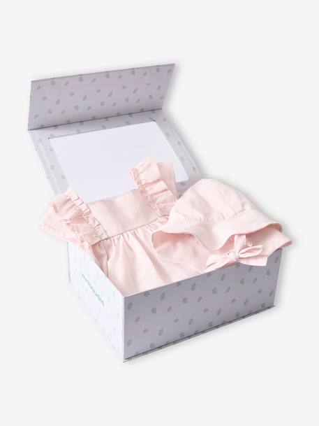 Ensemble robe et capeline bébé fille coffret cadeau rose pâle 3 - vertbaudet enfant 