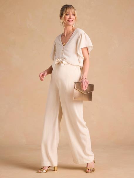Blouse grossesse et allaitement avec lin beige+kaki 6 - vertbaudet enfant 