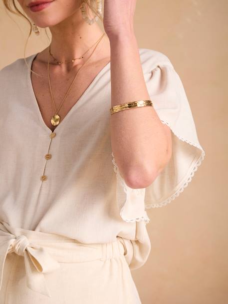 Blouse grossesse et allaitement avec lin beige+kaki 4 - vertbaudet enfant 