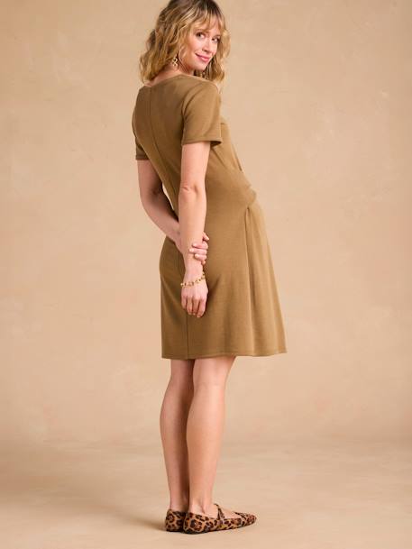 Robe courte grossesse bandeau noué devant olive 3 - vertbaudet enfant 