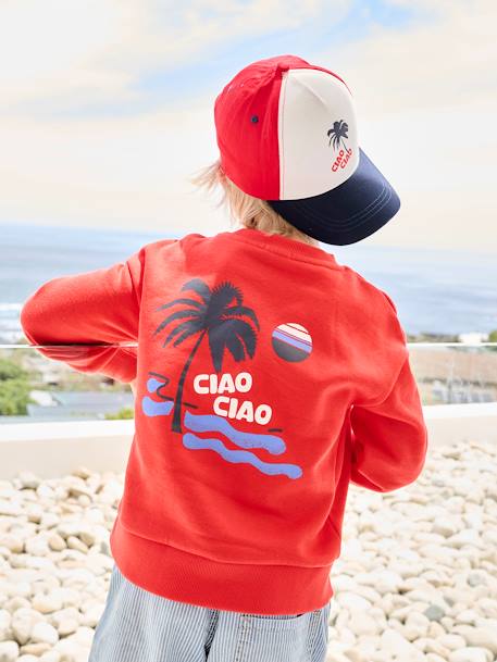 Sweat motif vacances au dos garçon rouge 1 - vertbaudet enfant 