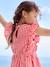 Robe fille en seersucker manches volantées blanc imprimé+carreaux rouge+vanille+vert sauge 10 - vertbaudet enfant 