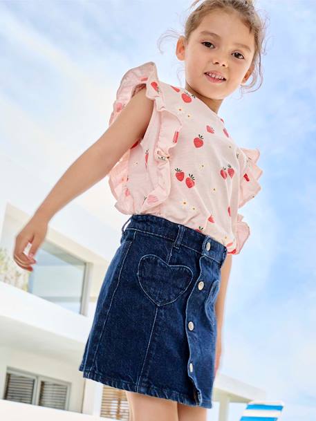 Jupe en jean boutonnée fille denim brut 6 - vertbaudet enfant 