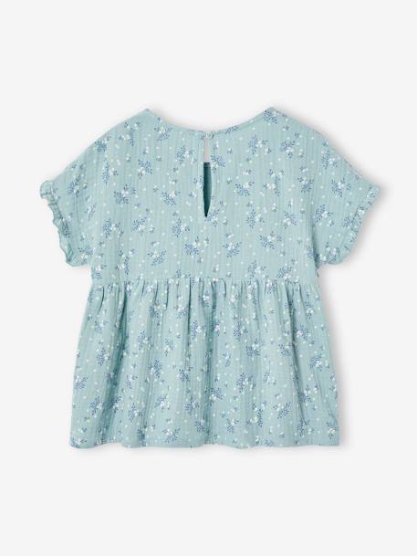 Blouse imprimée en gaze de coton fille beige+bleu grisé+vanille 6 - vertbaudet enfant 