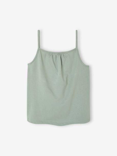 Lot de 3 débardeurs fille à fines bretelles écru+framboise+vert sauge 20 - vertbaudet enfant 