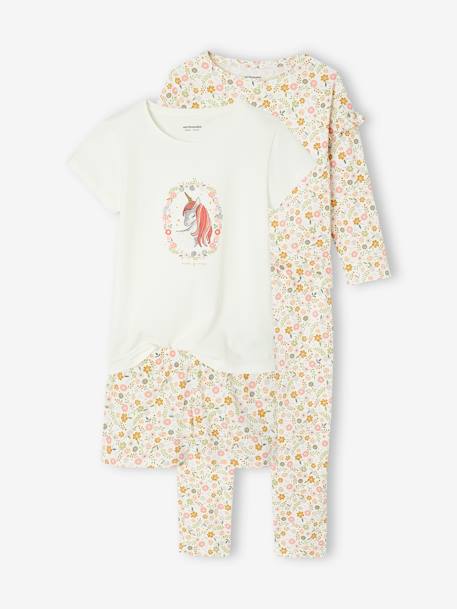 Lot de 2 pyjamas fille flower power bleu pâle 1 - vertbaudet enfant 