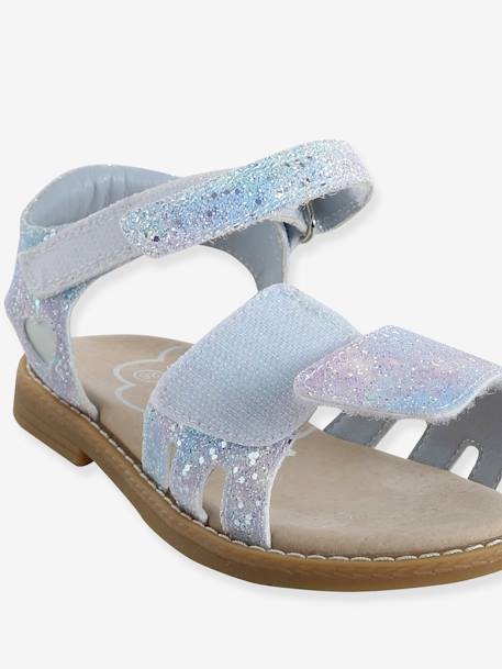 Sandales pailletées scratchées enfant collection maternelle blanc imprimé+lot bleu 12 - vertbaudet enfant 