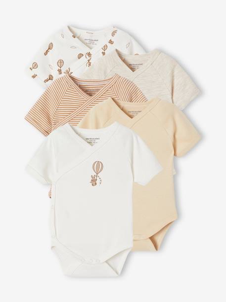Lot de 5 bodies bébé manches courtes Montgolfière écru 1 - vertbaudet enfant 