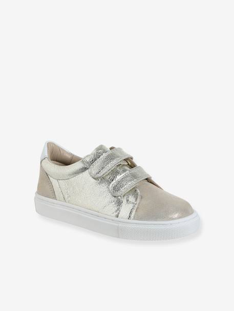 Baskets enfant fille cuir à scratchs beige imprimé+or 8 - vertbaudet enfant 