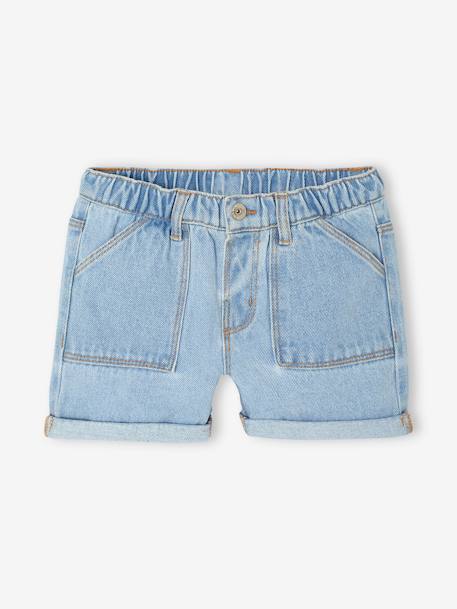 Short en jean fille bleu clair+bleu moyen+denim brut 2 - vertbaudet enfant 