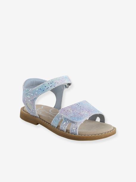 Sandales pailletées scratchées enfant collection maternelle blanc imprimé+lot bleu 7 - vertbaudet enfant 