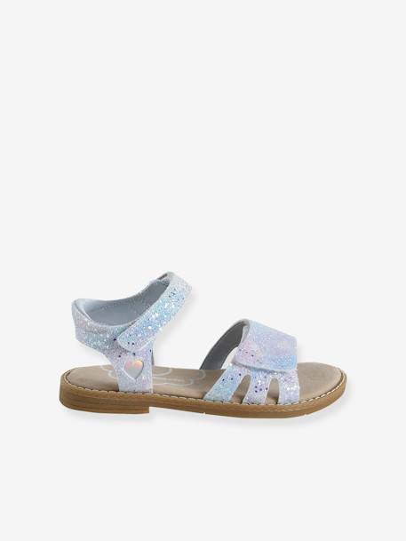 Sandales pailletées scratchées enfant collection maternelle blanc imprimé+lot bleu 8 - vertbaudet enfant 