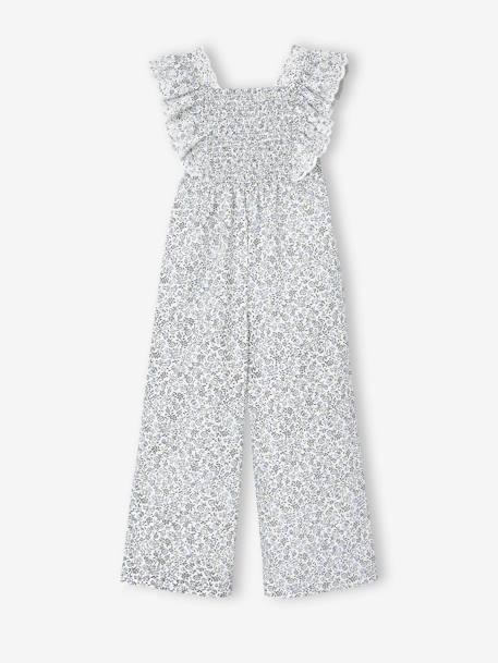 Combinaison cérémonie imprimée fleurs fille détails en broderie anglaise bleu imprimé 2 - vertbaudet enfant 