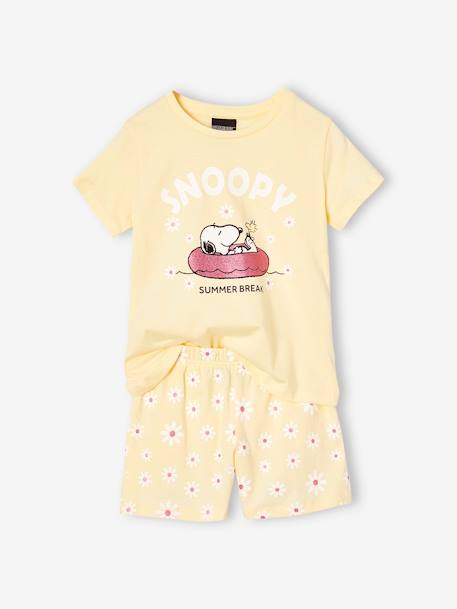 Pyjashort Snoopy Peanuts marguerites fille jaune pastel 1 - vertbaudet enfant 