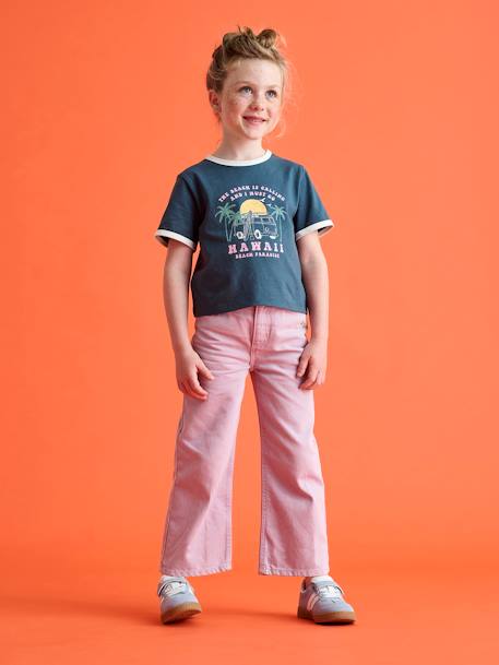 Pantalon fille large couleur pivoine+prune+rose+vert+vert de gris 2 - vertbaudet enfant 