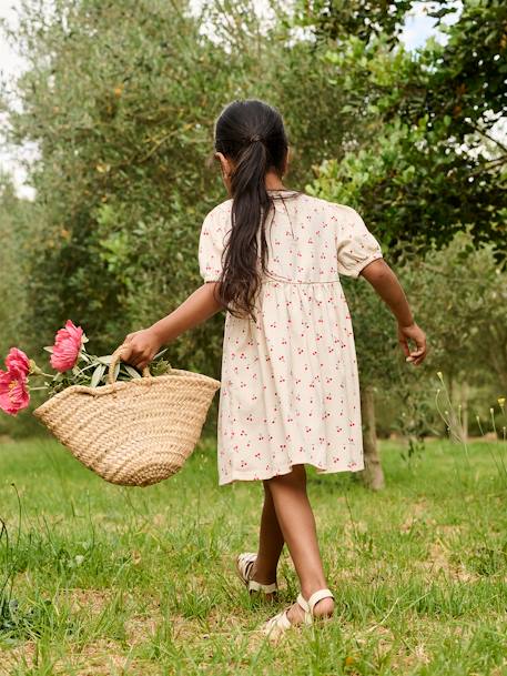 Robe fille manches ballon denim brut+rose+stone+vanille 17 - vertbaudet enfant 
